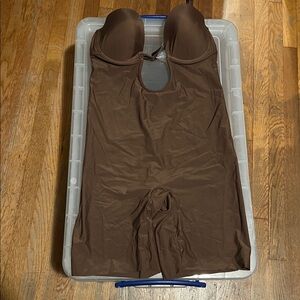 SKIMS Brown Shaping Bodysuit with Built-In Cups